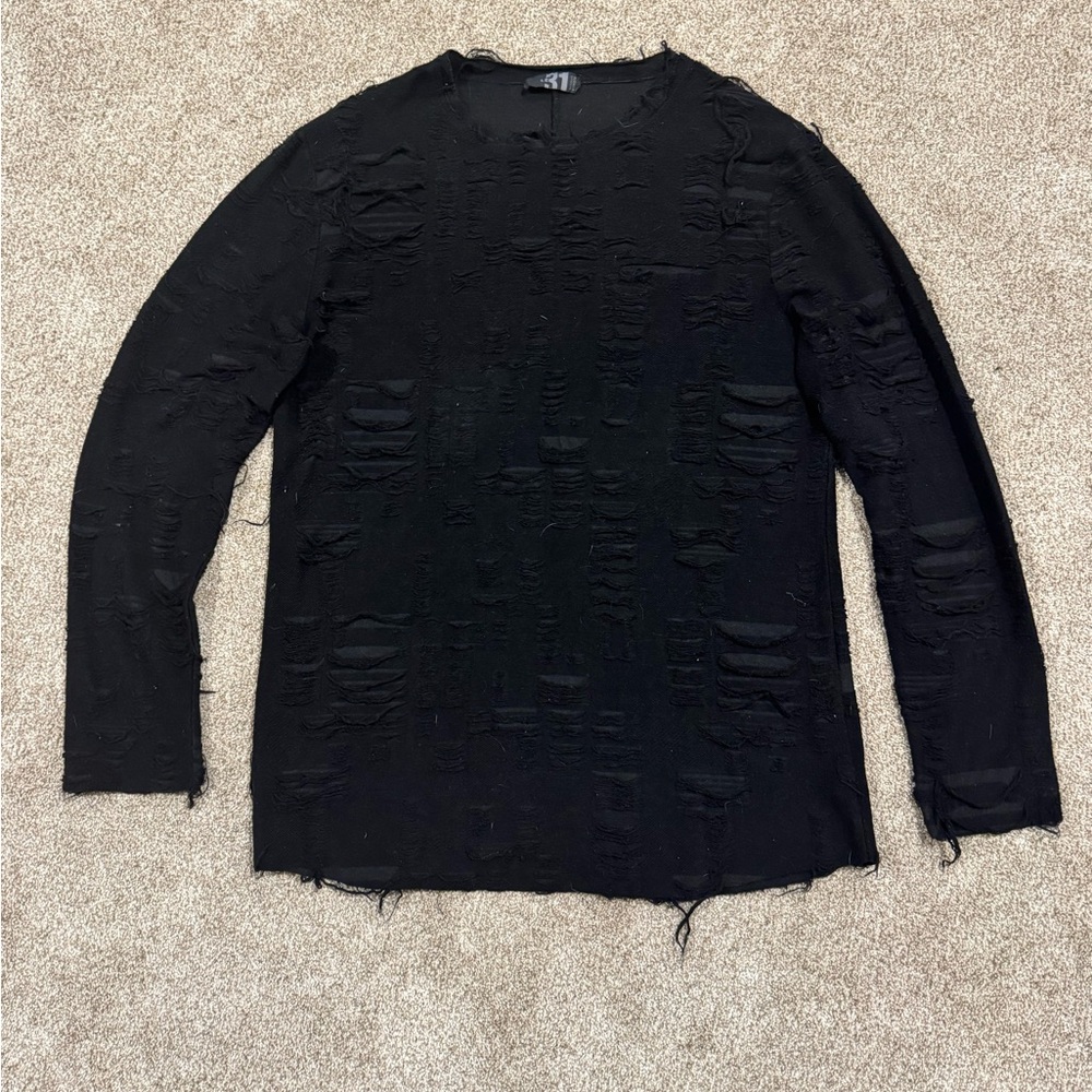 Le31 Black Long Sleeve Ripped Look